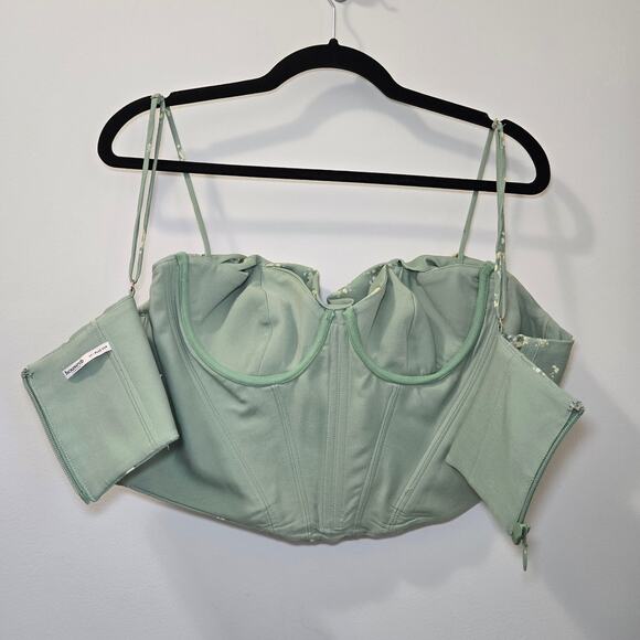 House of CB Bea Olive Floral Draped Corset Size Large+ Plus Cup - Picture 5 of 9